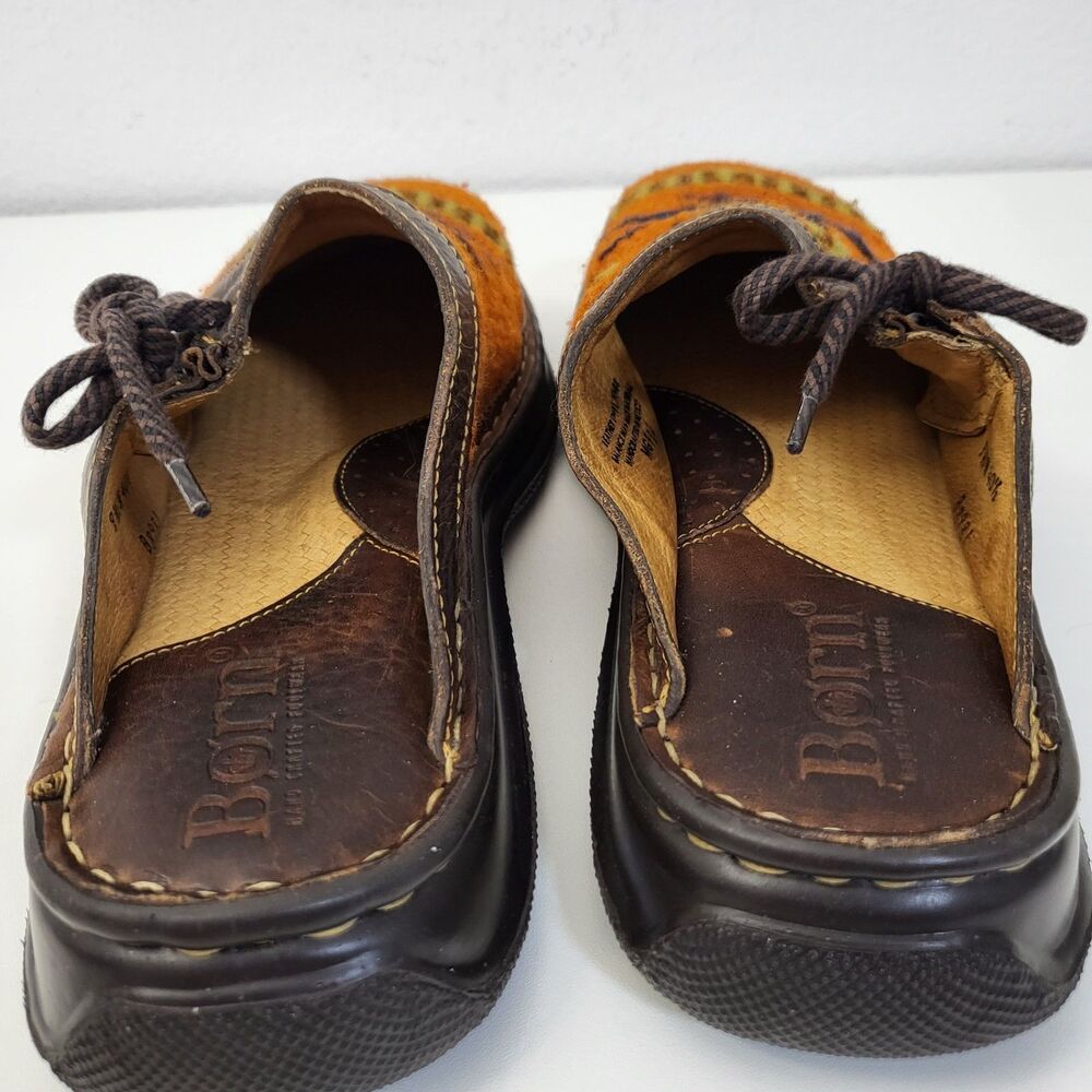 BORN Clogs Womens 9 Orange Wool Southwestern Slip On Comfort Colorful - Picture 5 of 10